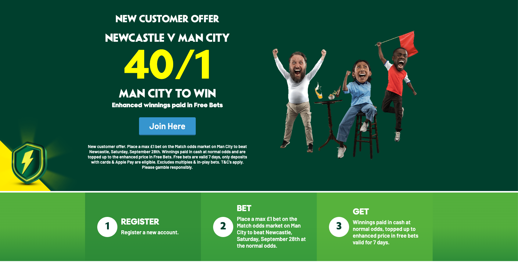 Paddy Power Enhanced Odds: Get 40/1 on Man City To Win vs Newcastle